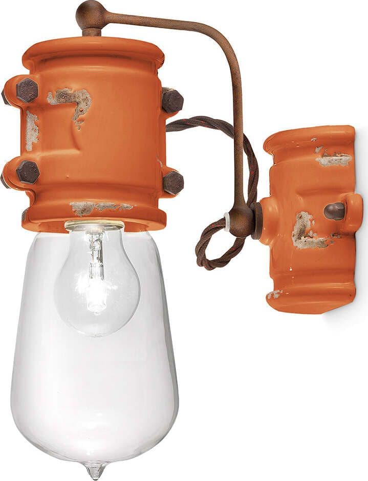 Applique-Vintage-Urban-Ferro-E-Ceramica-Arancio-1-Luce-E27-22Cm