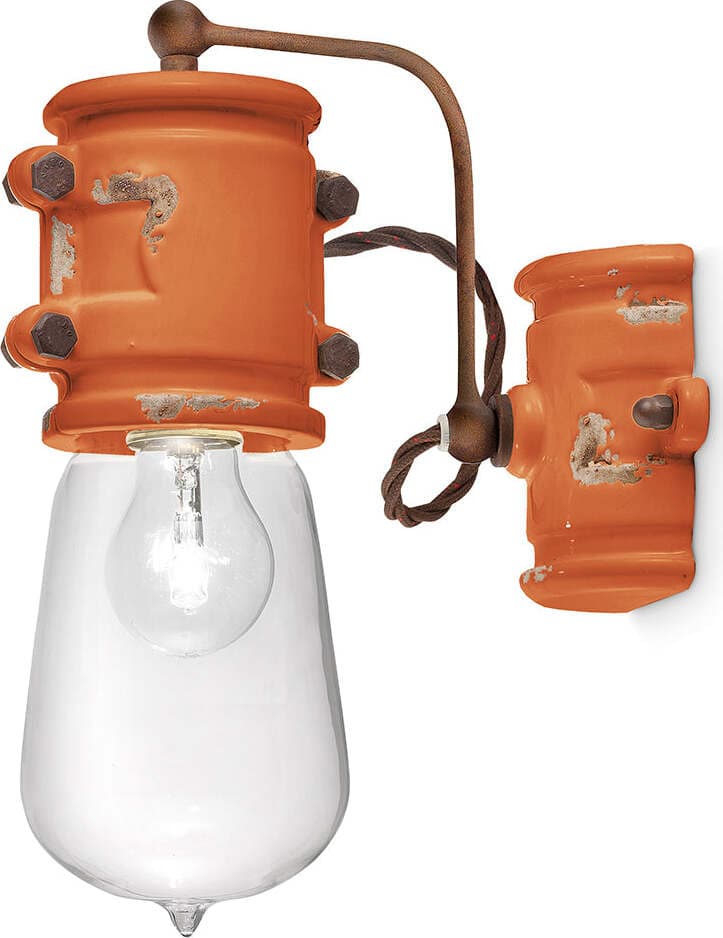 Applique-Vintage-Urban-Ferro-E-Ceramica-Arancio-1-Luce-E27-22Cm