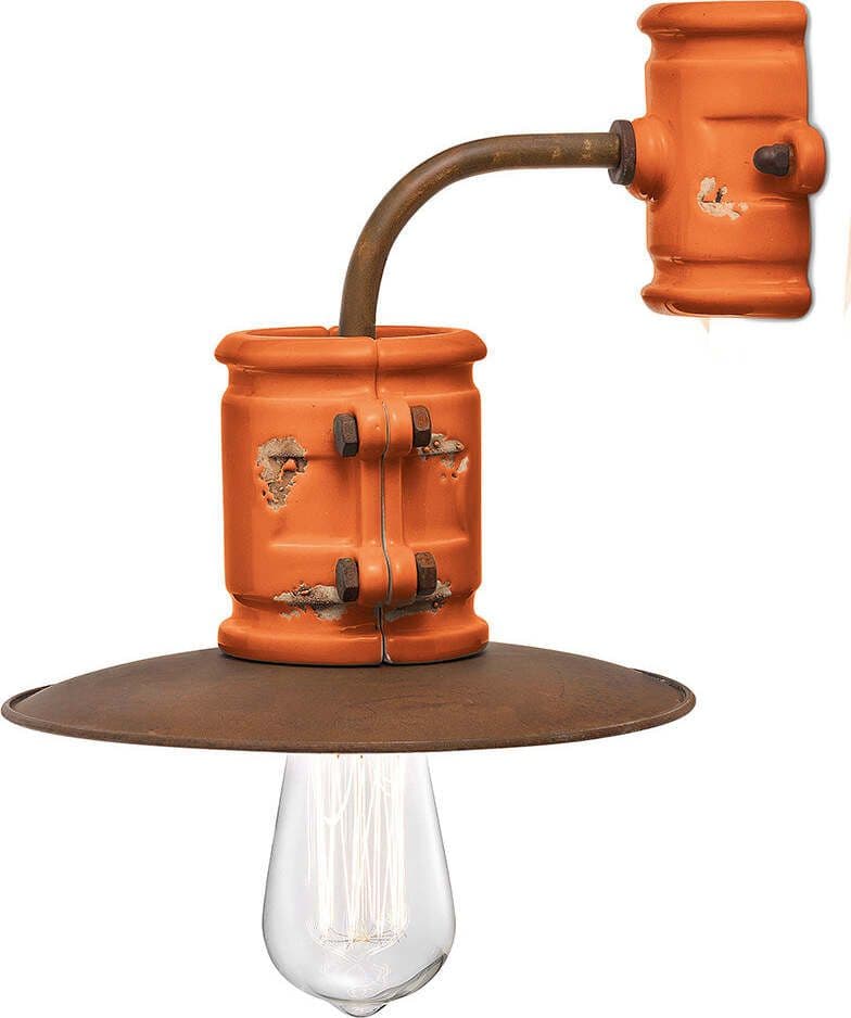 Applique-Vintage-Urban-Ferro-E-Ceramica-Arancio-1-Luce-E27-25Cm