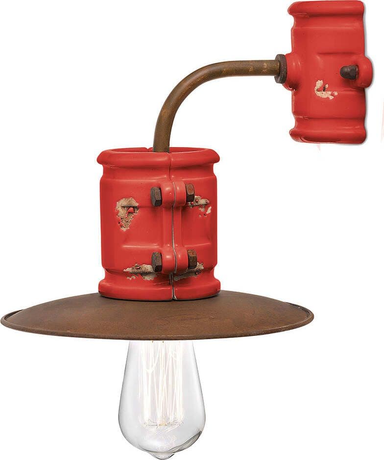 Applique-Vintage-Urban-Ferro-E-Ceramica-Rosso-1-Luce-E27-25Cm