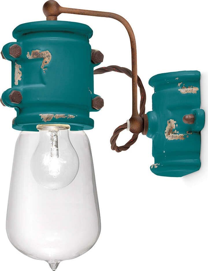 Applique-Vintage-Urban-Ferro-E-Ceramica-Verde-1-Luce-E27-22Cm