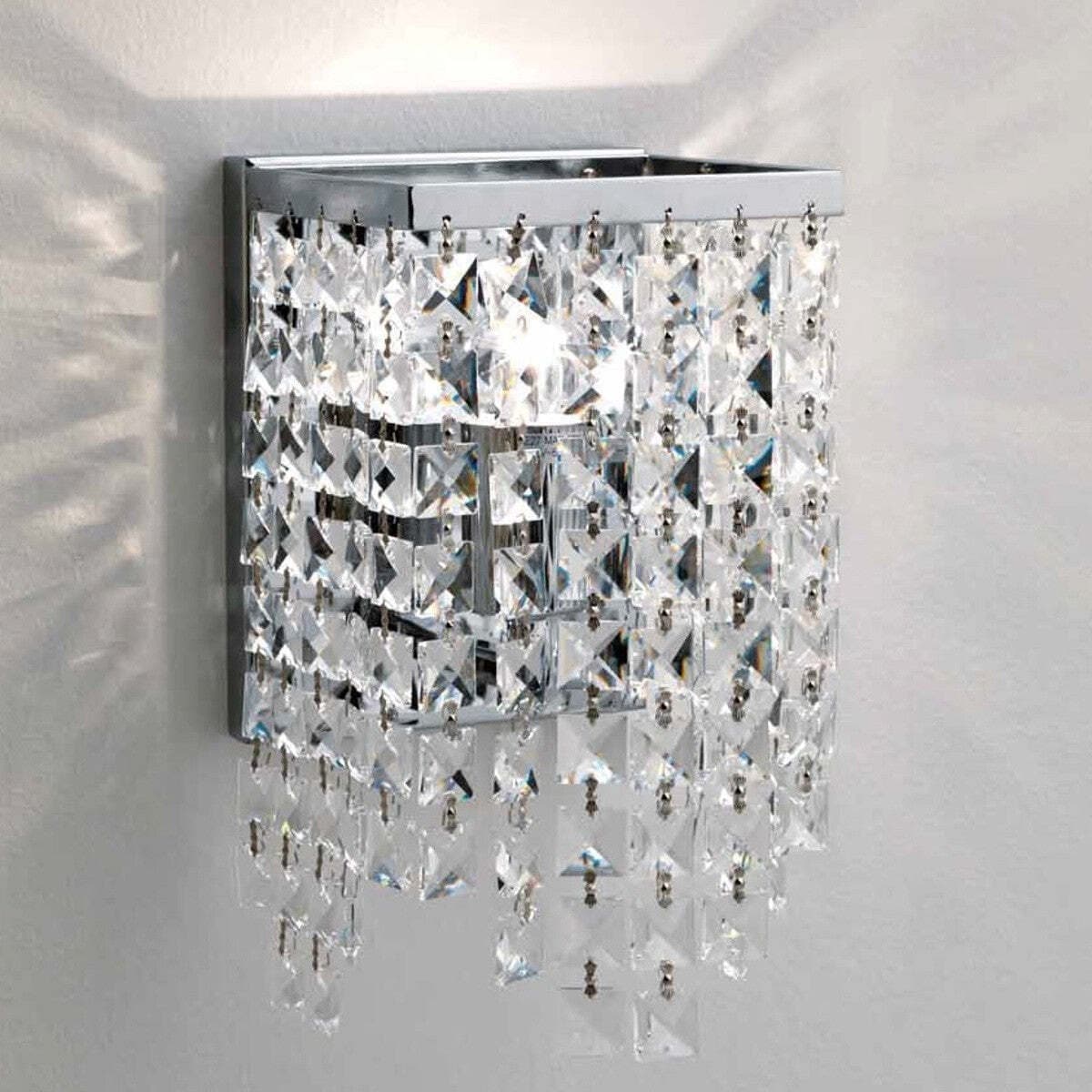 Appliques-Illuminando-MESSICO-AP-1-E27-LED-lampada-parete-cristallo-quadrati-moderno-classico-interno
