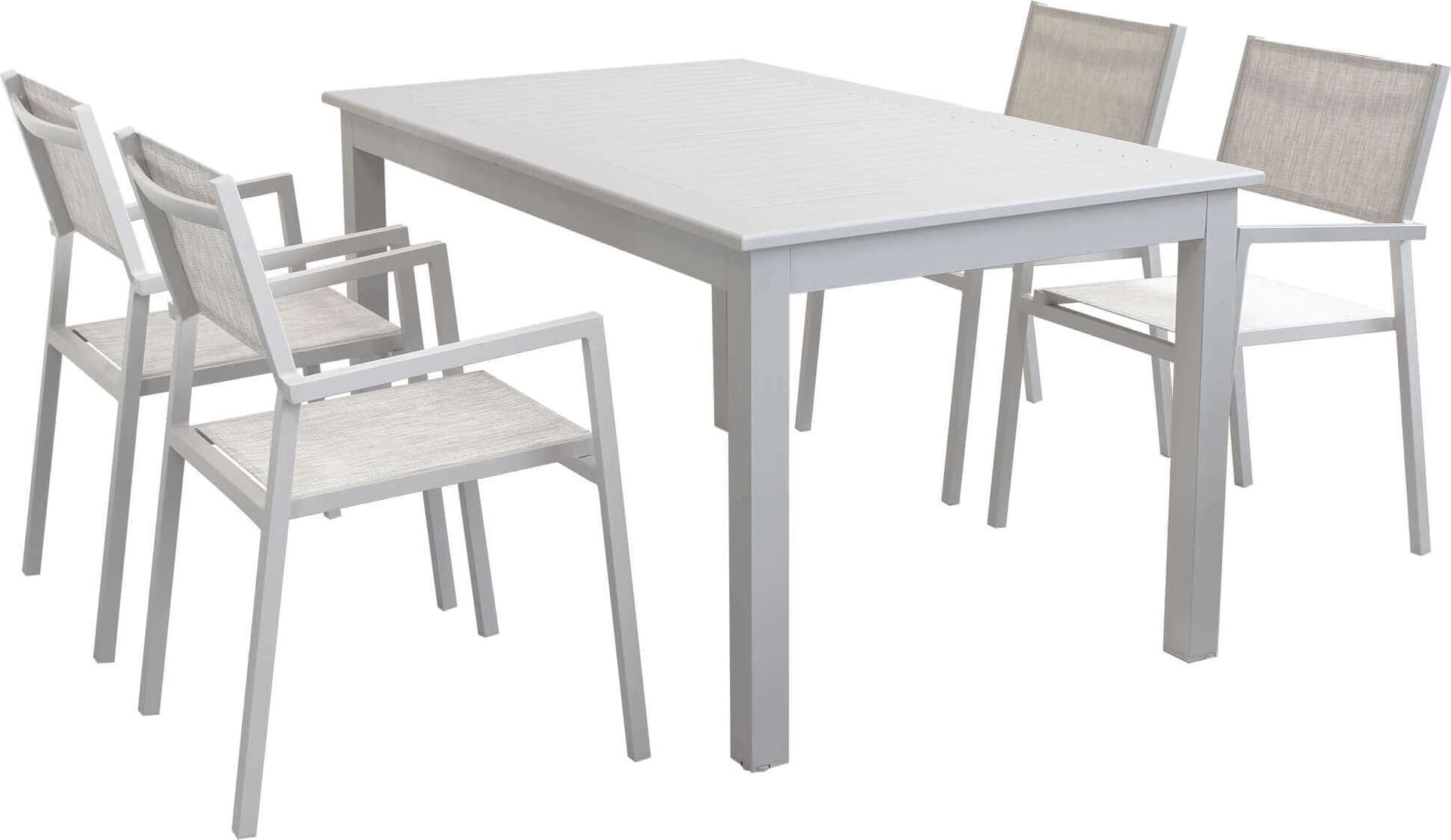 ARGENTUM---set-tavolo-da-giardino-allungabile-150/210x90-compreso-di-4-poltrone-in-alluminio-Tortora-Milani-Home