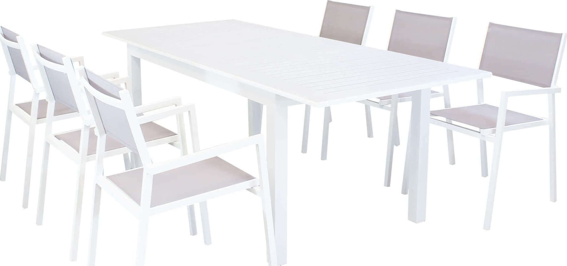 ARGENTUM---set-tavolo-da-giardino-allungabile-150/210x90-compreso-di-6-poltrone-in-alluminio-Bianco-Milani-Home