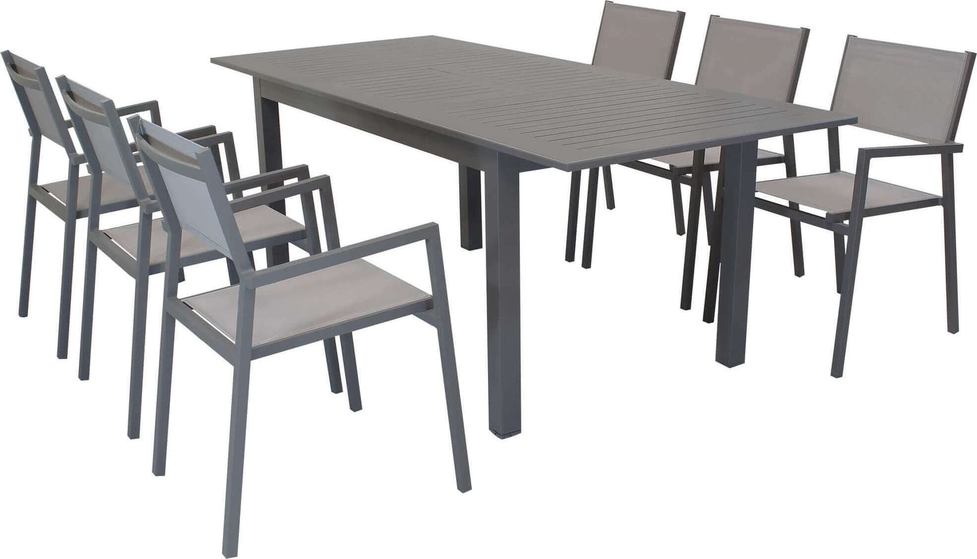 ARGENTUM---set-tavolo-da-giardino-allungabile-150/210x90-compreso-di-6-poltrone-in-alluminio-Taupe-Milani-Home