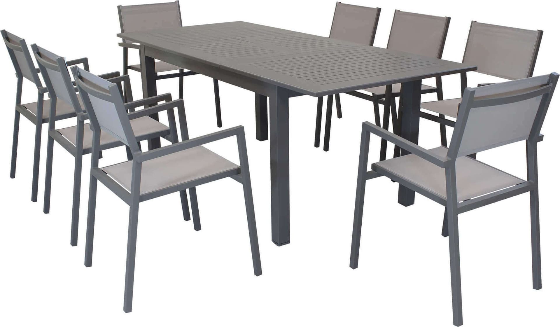 ARGENTUM---set-tavolo-da-giardino-allungabile-150/210x90-compreso-di-8-poltrone-in-alluminio-Taupe-Milani-Home
