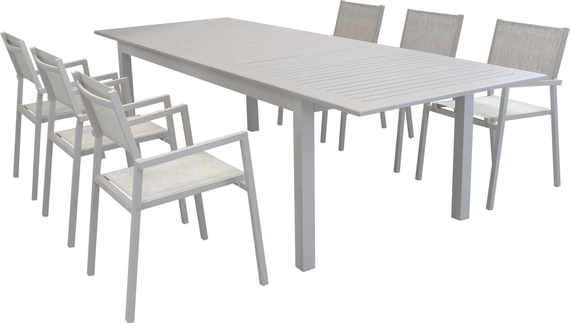 ARGENTUM---set-tavolo-da-giardino-allungabile-220/280x100-compreso-di-6-poltrone-in-alluminio-Tortora-Milani-Home