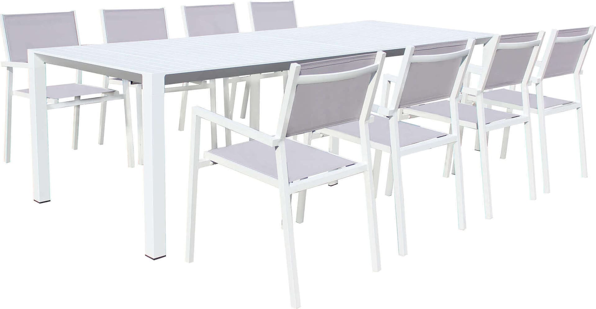 ARIZONA---set-tavolo-in-alluminio-cm-85-x-51,50/104/156/208/260-x-74-h-con-8-sedute-Bianco-Milani-Home