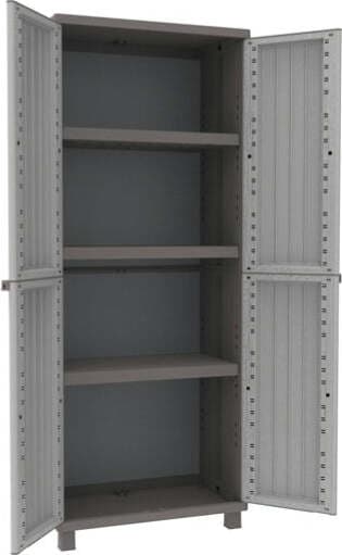 Armadio JWood 268 - 2 ante - PPL - effetto legno - 68x37 5x170 cm - grigio tortora - Terry Fai da te/Organizzazione casa e magazzini/Armadietti metallici Eurocartuccia - Pavullo, Commerciovirtuoso.it