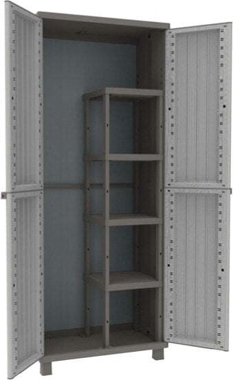 Armadio JWood 368 - 2 ante - PPL - effetto legno - 68x37 5x170 cm - grigio tortora - Terry Fai da te/Organizzazione casa e magazzini/Armadietti metallici Eurocartuccia - Pavullo, Commerciovirtuoso.it