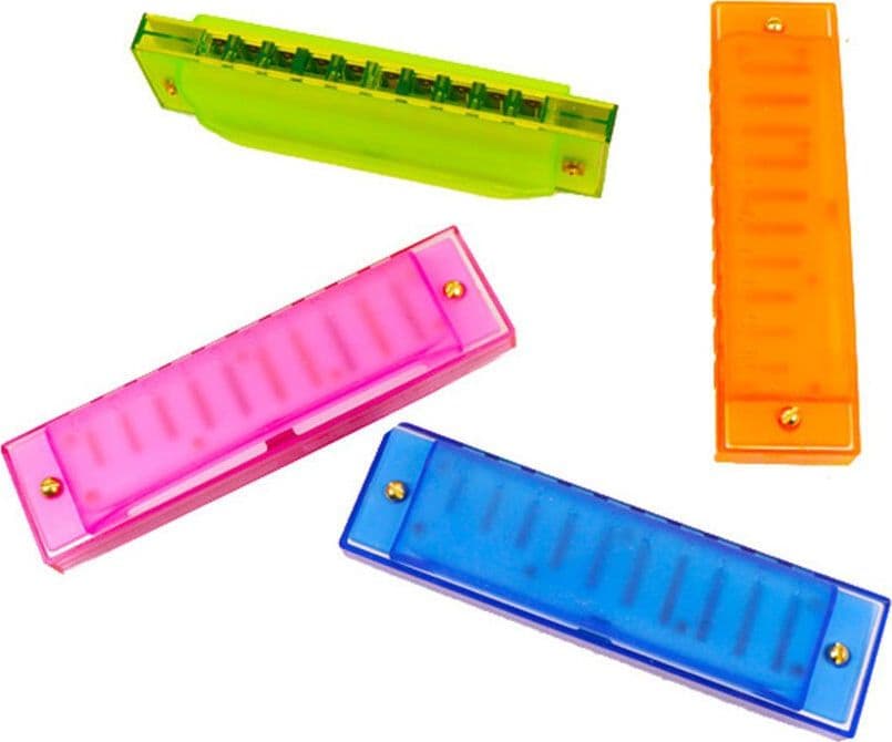 ARMONICA BOCCA PLASTICA COLORATA BAMBINI BIMBI SCUOLA MUSICA SUONI