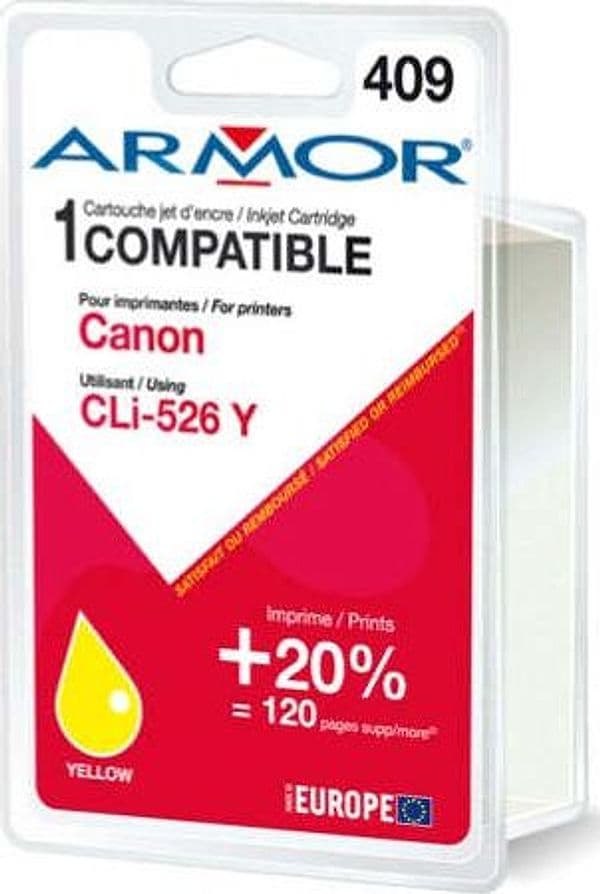 Armor - Cartuccia per Canon - Giallo - CLI-526Y - 10 5ml Elettronica/Informatica/Stampanti e accessori/Accessori per stampanti a inchiostro e laser/Cartucce d'inchiostro Eurocartuccia - Pavullo, Commerciovirtuoso.it