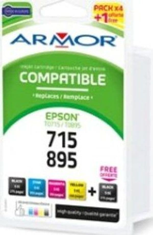 Armor - Cartuccia per Epson - C-M-Y-2K - T0711 x 2 T0712 T0713 T0714 - Conf. 5 cartucce Elettronica/Informatica/Stampanti e accessori/Accessori per stampanti a inchiostro e laser/Cartucce d'inchiostro Eurocartuccia - Pavullo, Commerciovirtuoso.it