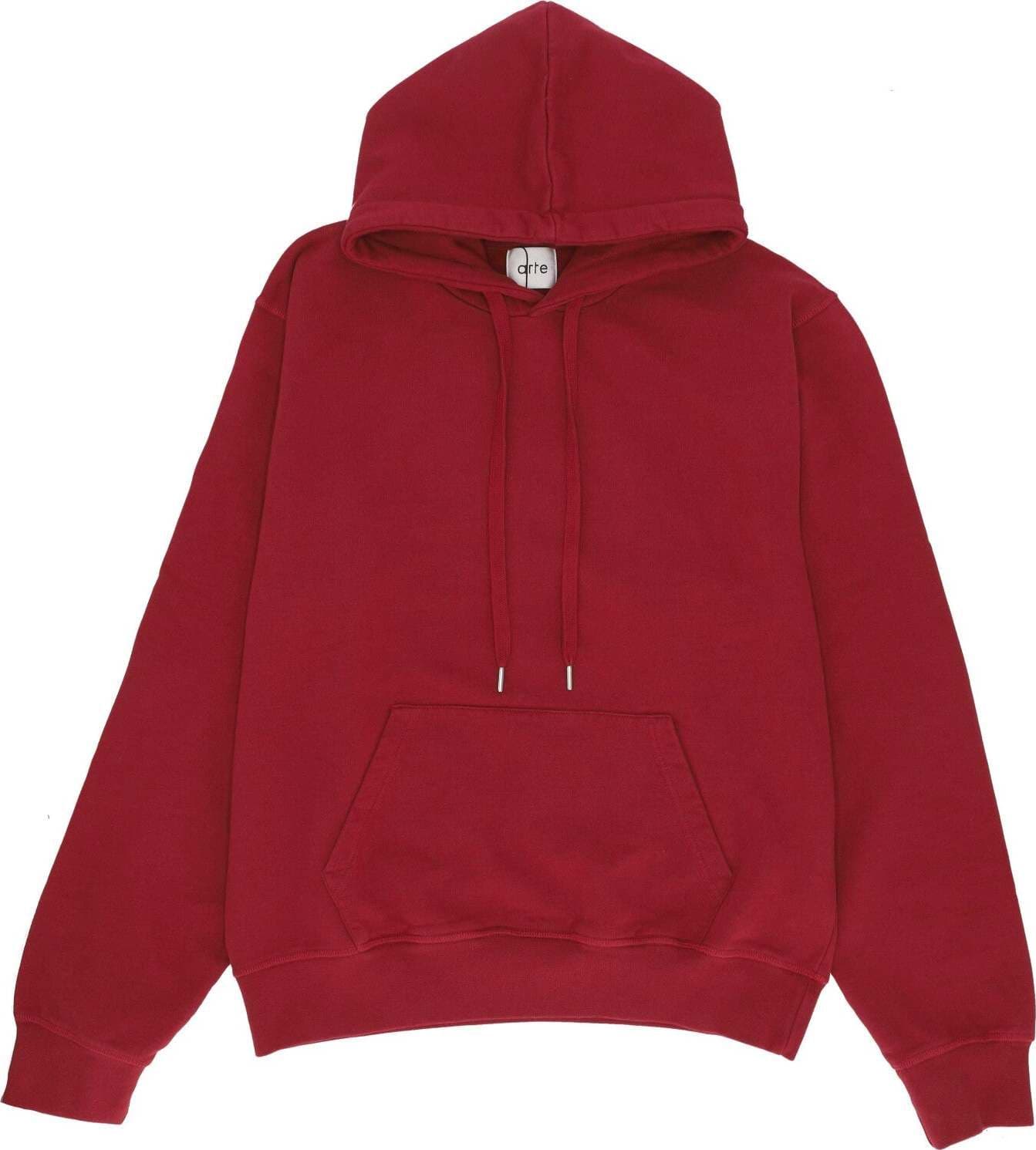 ARTE-Felpa-Leggera-Cappuccio-Uomo-Hank-Back-Rings-Hoodie-Bordeaux-da-uomo
