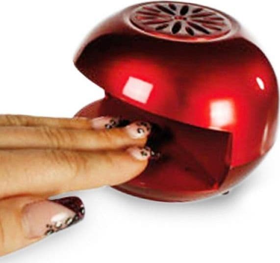 ASCIUGA UNGHIE SMALTO DA VIAGGIO PORTATILE CON VENTOLINA COLORE ROSSO 10 X 7 CM
