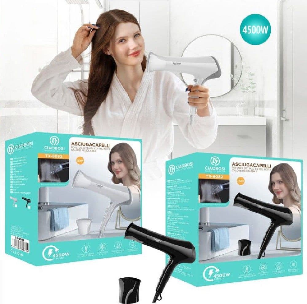 Asciugacapelli Phon Professionale 2 Velocit? 4500w Impugnatura Anatomica Tx-8082 Bellezza/Cura dei capelli/Strumenti per lo styling/Asciugacapelli e accessori/Asciugacapelli Trade Shop italia - Napoli, Commerciovirtuoso.it