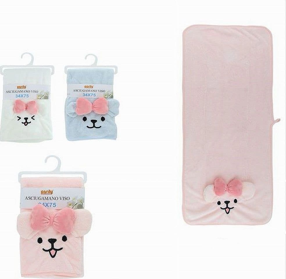 ASCIUGAMANO VISO 34 X 75CM TESSUTO MORBIDO CAGNOLINA FIOCCO BAGNO 3 COLORI 10741 in Set di asciugamani Trade Shop italia - Napoli, commercioVirtuoso.it