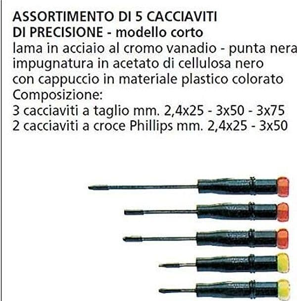 ASSORTIMENTO-DI-5-CACCIAVITI-DI-PRECISIONE---modello-corto