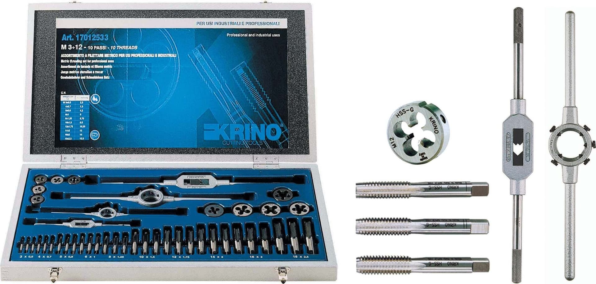ASSORTIMENTO PER FILETTARE RIF.73790 Fai da te/Utensili elettrici e a mano/Utensili a mano/Maschi e filiere/Set Ferus - Montoro, Commerciovirtuoso.it