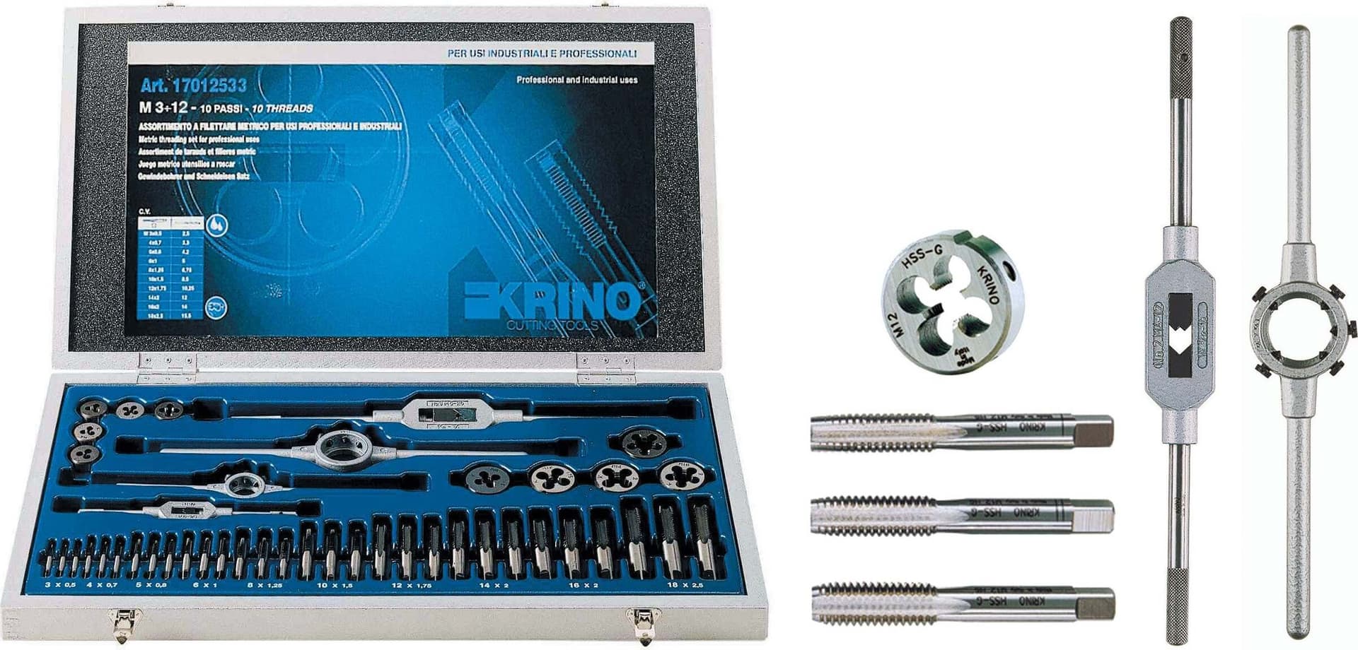 ASSORTIMENTO PER FILETTARE RIF.73790 Fai da te/Utensili elettrici e a mano/Utensili a mano/Maschi e filiere/Set Ferus - Montoro, Commerciovirtuoso.it