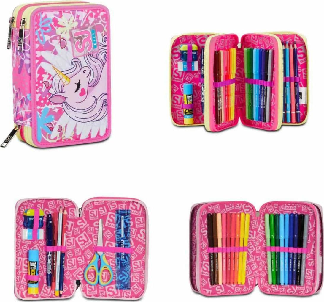 Astuccio 3 zip sj gang unicorn led girl in Astucci Cartoleria Deja Vu - Crotone, commercioVirtuoso.it