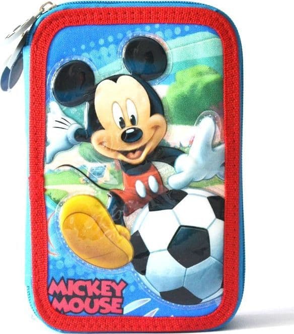 Astuccio-A-3-Zip-Disney-Mickey-Mouse-Con-Accessori-Per-La-Scuola-E-Il-Disegno