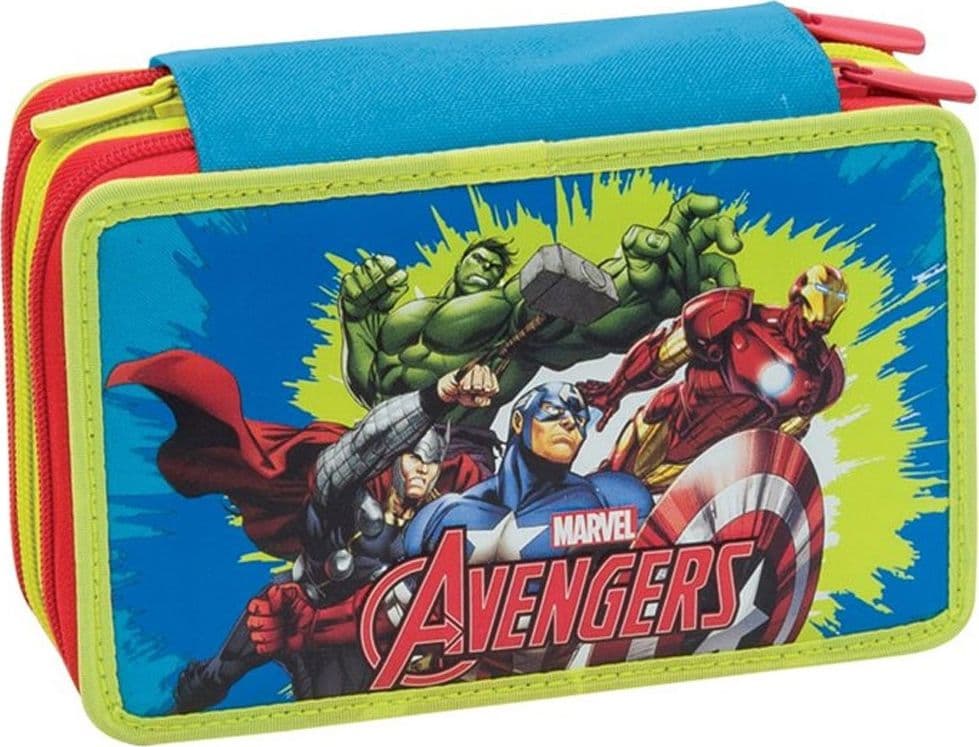 Astuccio-Completo-3-Zip-Avengers-Marvel-3-Scomparti-Elementari-Medie-Multicolore