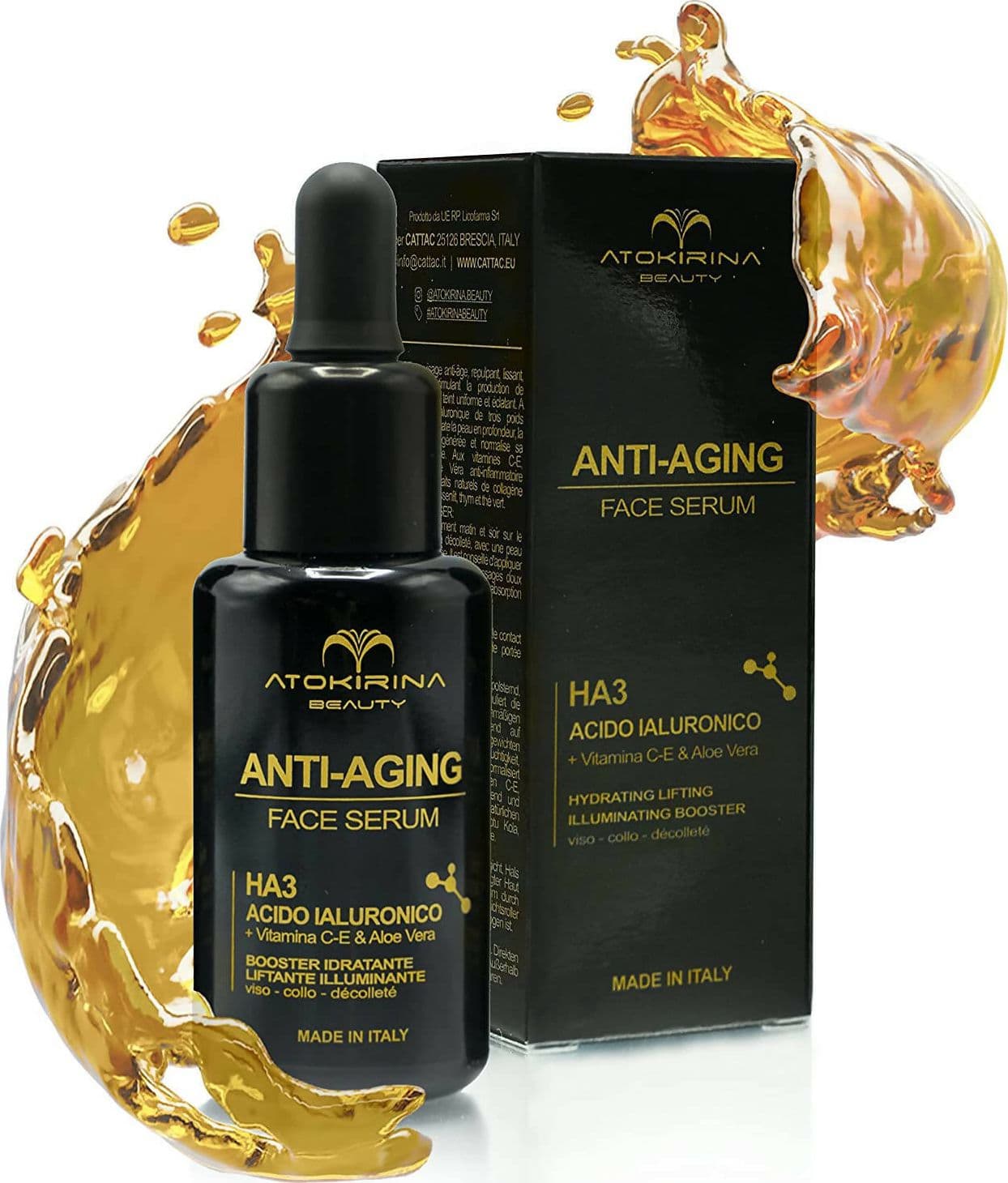 Atokirina Beauty 30ml Booster Viso Siero Antietà Acido Ialuronico 3p Puro Con Vitamina C/e Bio Naturale 99% Siero Azione Rimpolpante Antirughe Lifting Appiana Occhiaie Borse per Uomo/donna - Made in Italy in Sieri e liquidi Cattac Shop - Roncadelle, commercioVirtuoso.it