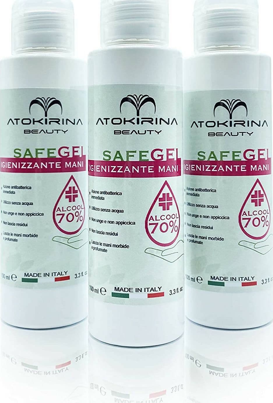 Atokirina Safegel Igienizzante Mani a Base Alcolica Senza Risciacquo 70% Alcool Antibatterico Igienizza Protegge Le Mani Da Agenti Contaminanti in Disinfettanti per le mani Cattac Shop - Roncadelle, commercioVirtuoso.it