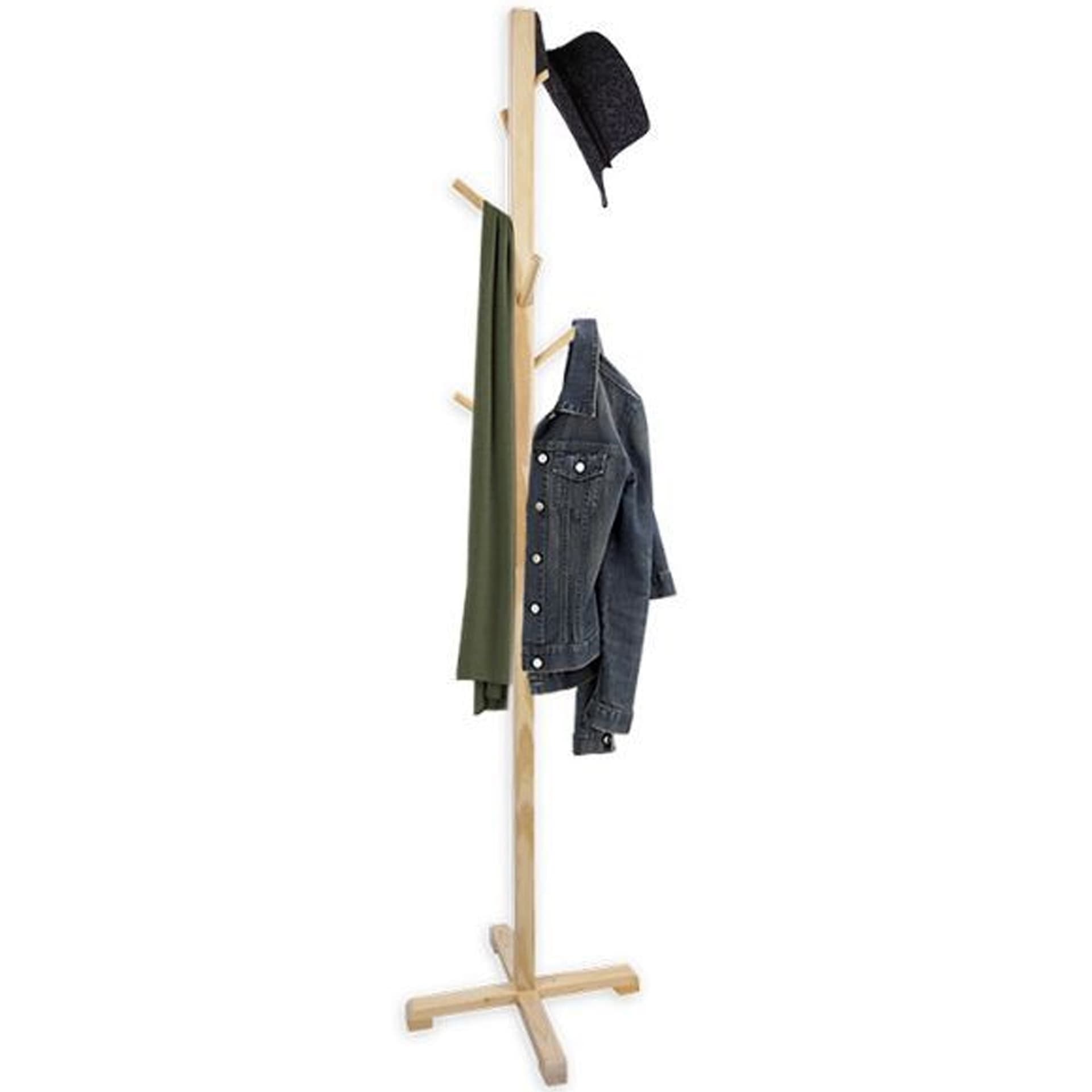 Attaccapanni Appendiabiti A Piantana Terra In Legno Naturale 6 Ganci 45x45x176cm Casa e cucina/Arredamento/Ingresso/Appendiabiti Trade Shop italia - Napoli, Commerciovirtuoso.it