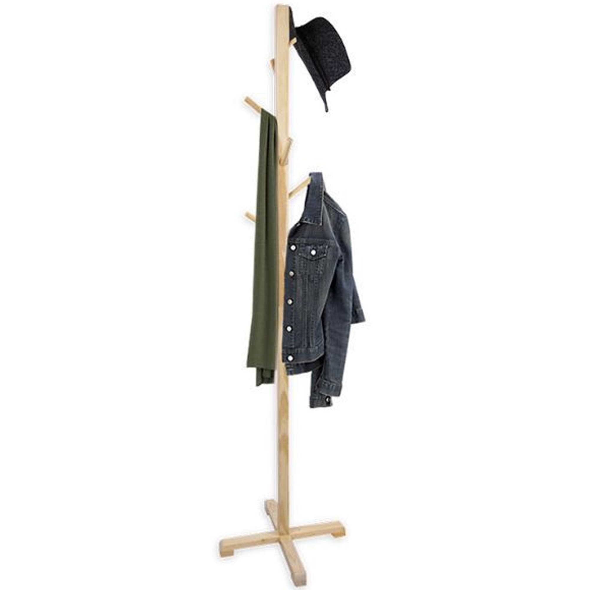 Attaccapanni Appendiabiti A Piantana Terra In Legno Naturale 6 Ganci 45x45x176cm Casa e cucina/Arredamento/Ingresso/Appendiabiti Trade Shop italia - Napoli, Commerciovirtuoso.it