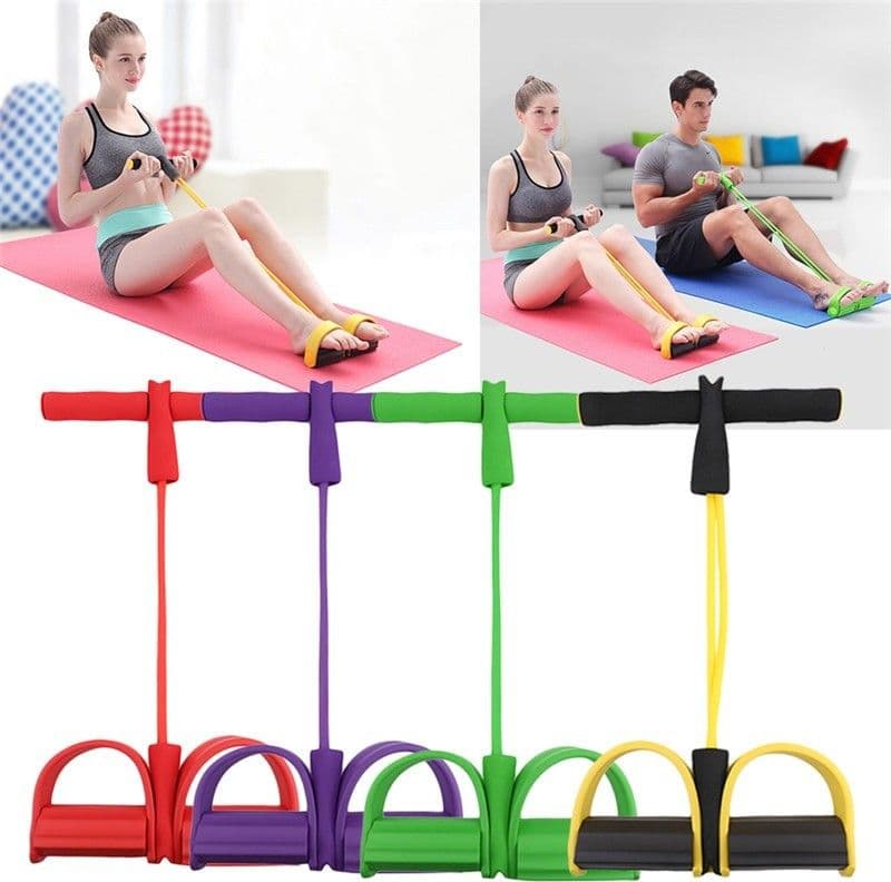 Attrezzo-Palestra-Fitness-Elastico-Con-Pedali-Allenamento-Muscoli-Addominali