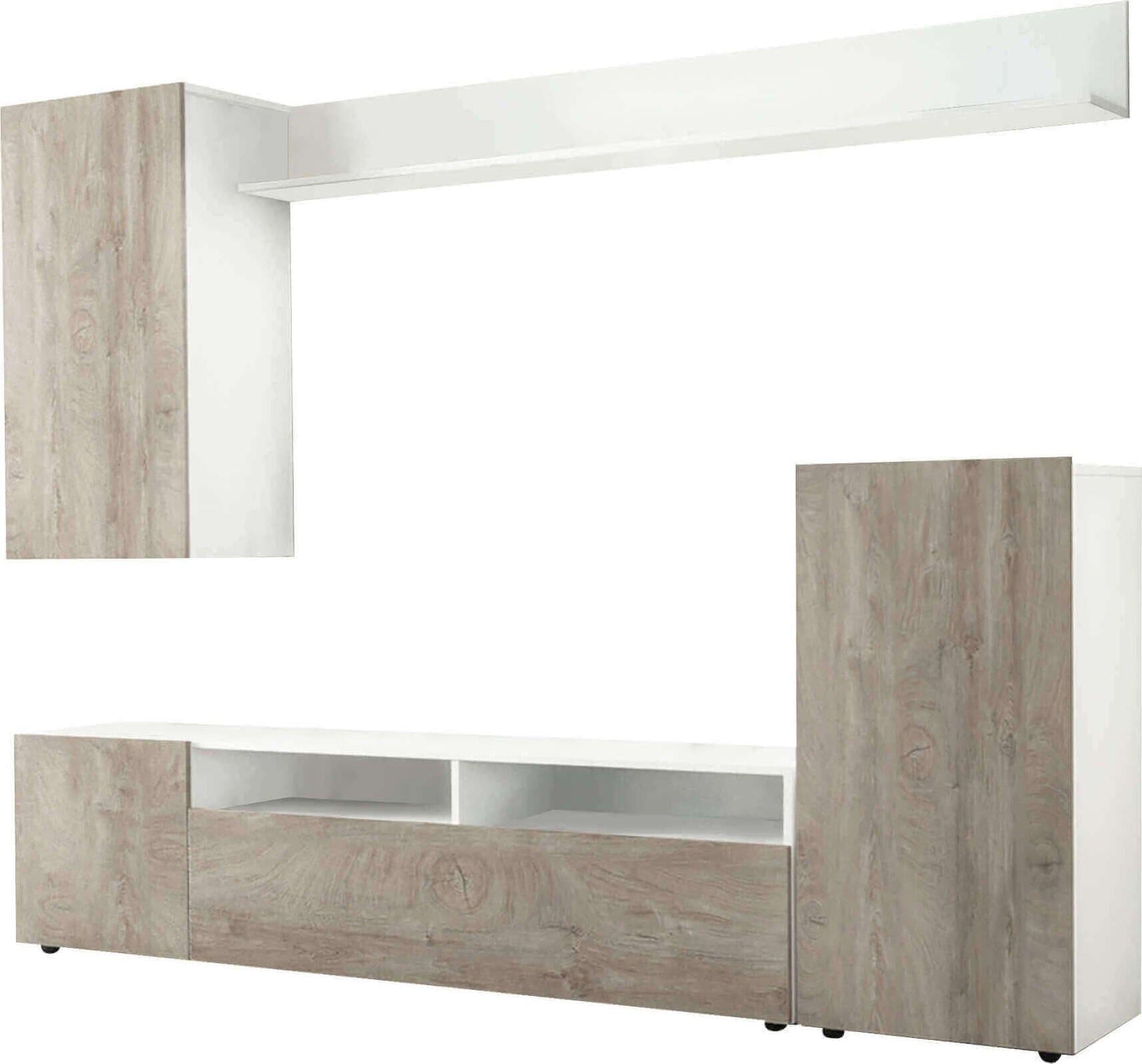 AURELIO - parete attrezzata soggiorno 210x36,5x170 h Rovere grigio