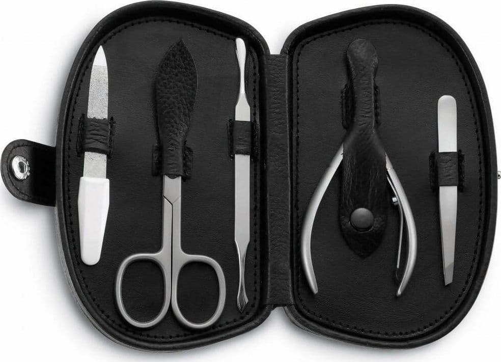 Ausonia - 13406 Set Astuccio Manicure Pedicure Da Viaggio Tagliaunghie Taglia Unghie Da 5 Pezzi Inox Made In Italy Con Tronchese