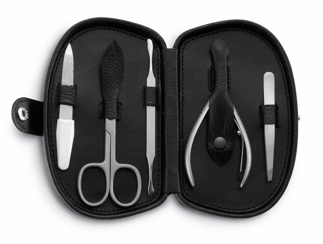 Ausonia - 13406 Set Astuccio Manicure Pedicure Da Viaggio Tagliaunghie Taglia Unghie Da 5 Pezzi Inox Made In Italy Con Tronchese