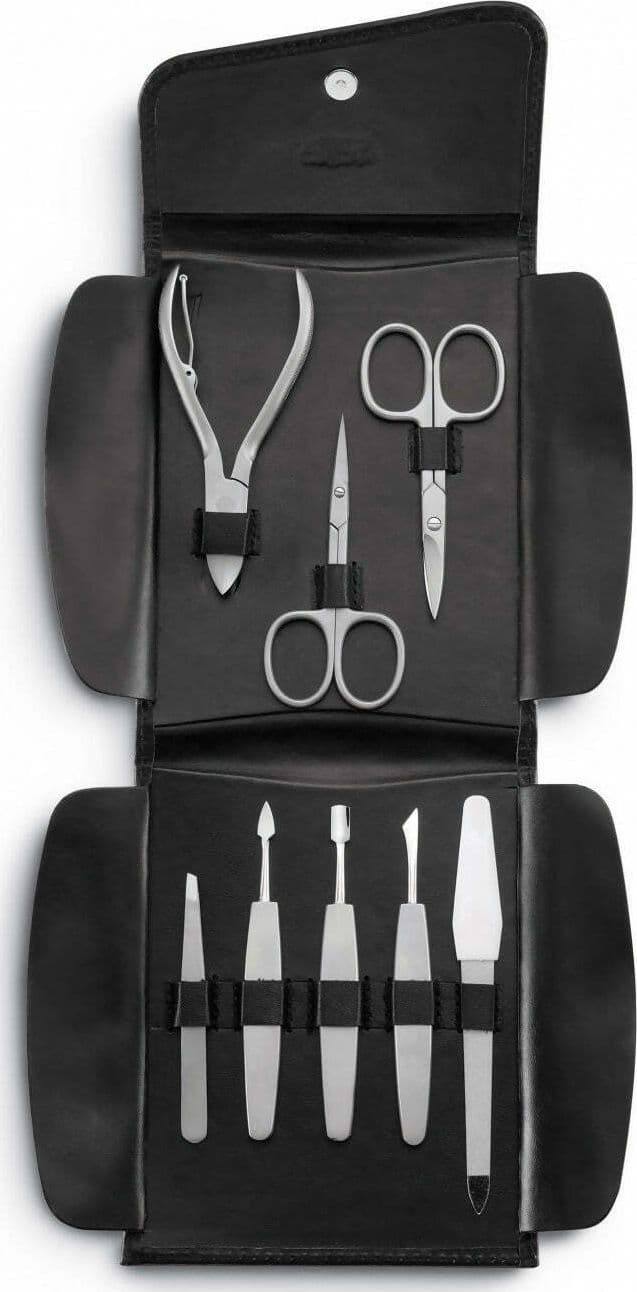 Ausonia - 18962 Set Astuccio Manicure Pedicure Professionale Tagliaunghie Taglia Unghie Da 8 Pezzi Inox Made In Italy