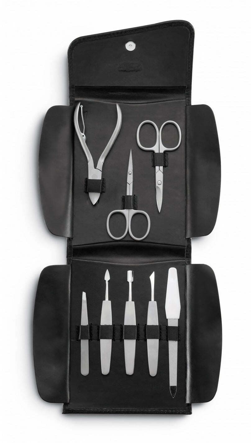 Ausonia - 18962 Set Astuccio Manicure Pedicure Professionale Tagliaunghie Taglia Unghie Da 8 Pezzi Inox Made In Italy