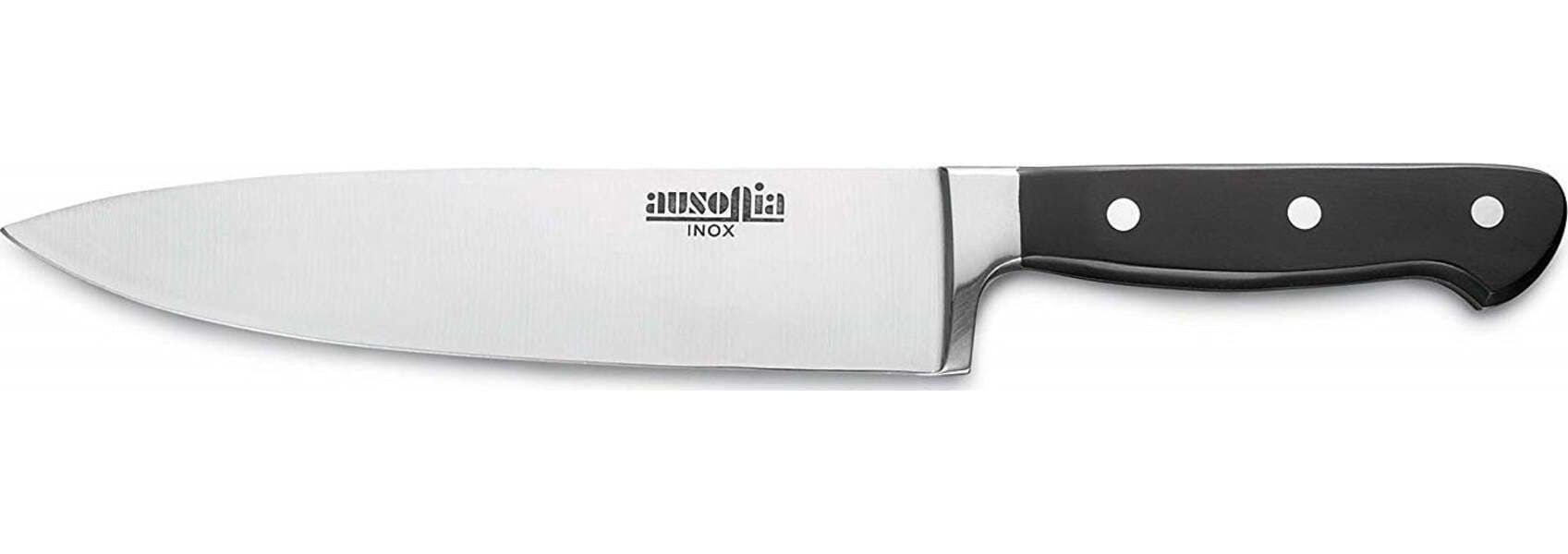 Ausonia---Coltello-forgiato-INOX-da-cucina-largo-manico-in-resina-acetilica-Cm-20