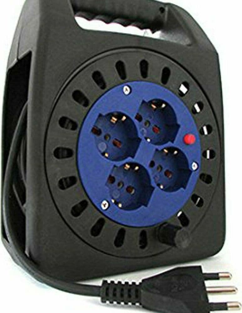 Avvolgicavo Elettrico Prolunga Corrente Avvolgi Cavo 15 Metri 4 Prese Schuko 2p Fai da te/Materiale elettrico/Prolunghe Trade Shop italia - Napoli, Commerciovirtuoso.it