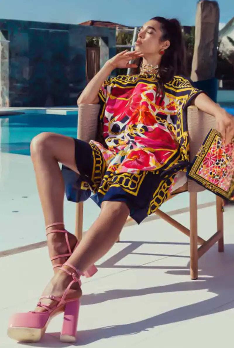 AYFEE | Kimono stampa chain baroque and flowers cotone