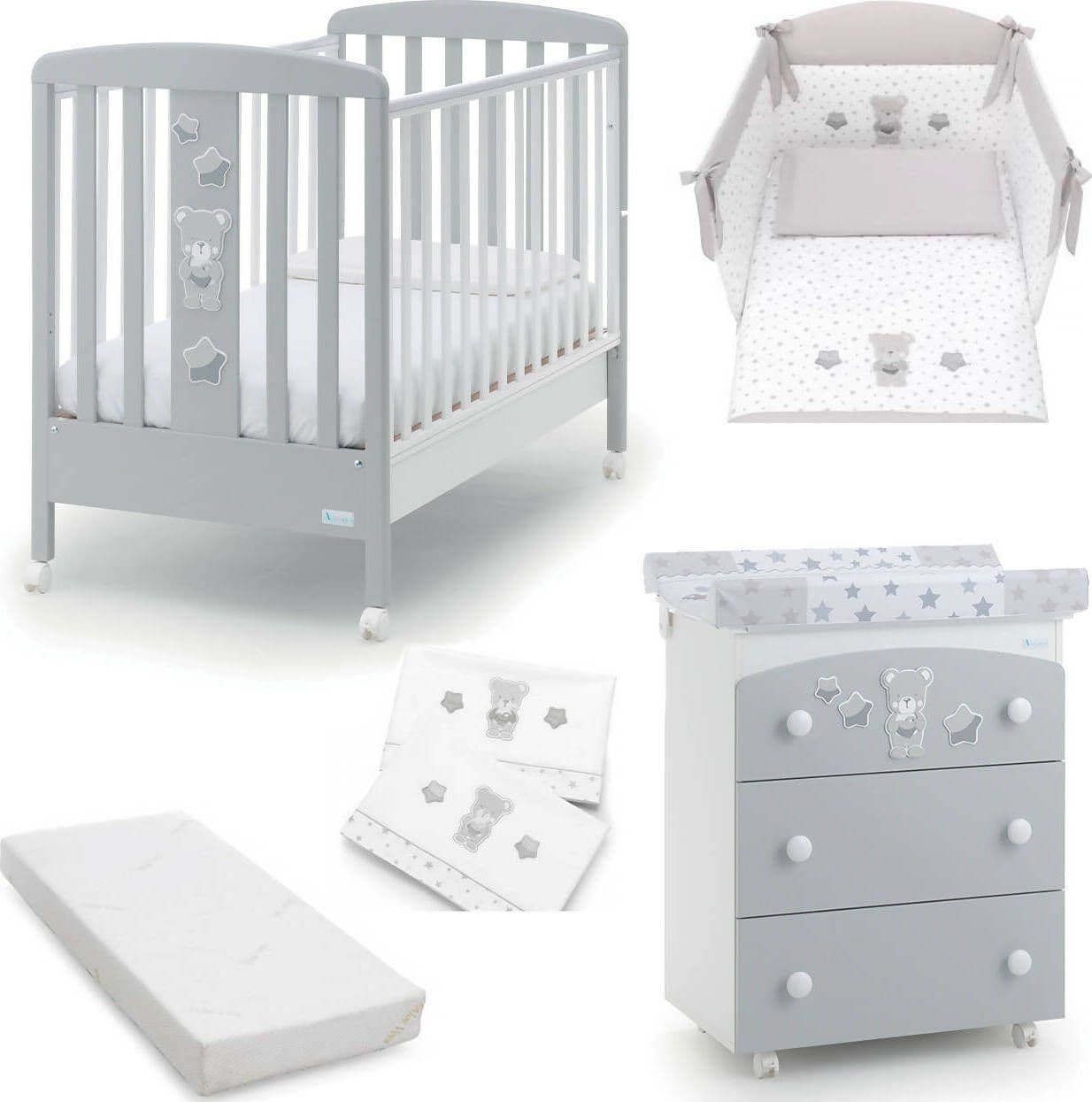 Azzurra Design Lettino Neonati Nice + Fasciatoio Bagnetto Vaschetta Anatomica + Completo Lettino Piumone + Lenzuolo + Materasso Casa e cucina/Arredamento/Cameretta bambini/Lettini per neonati e bambini/Lettini con sbarre Mondo Bimbo - Bagnara Calabra, Commerciovirtuoso.it