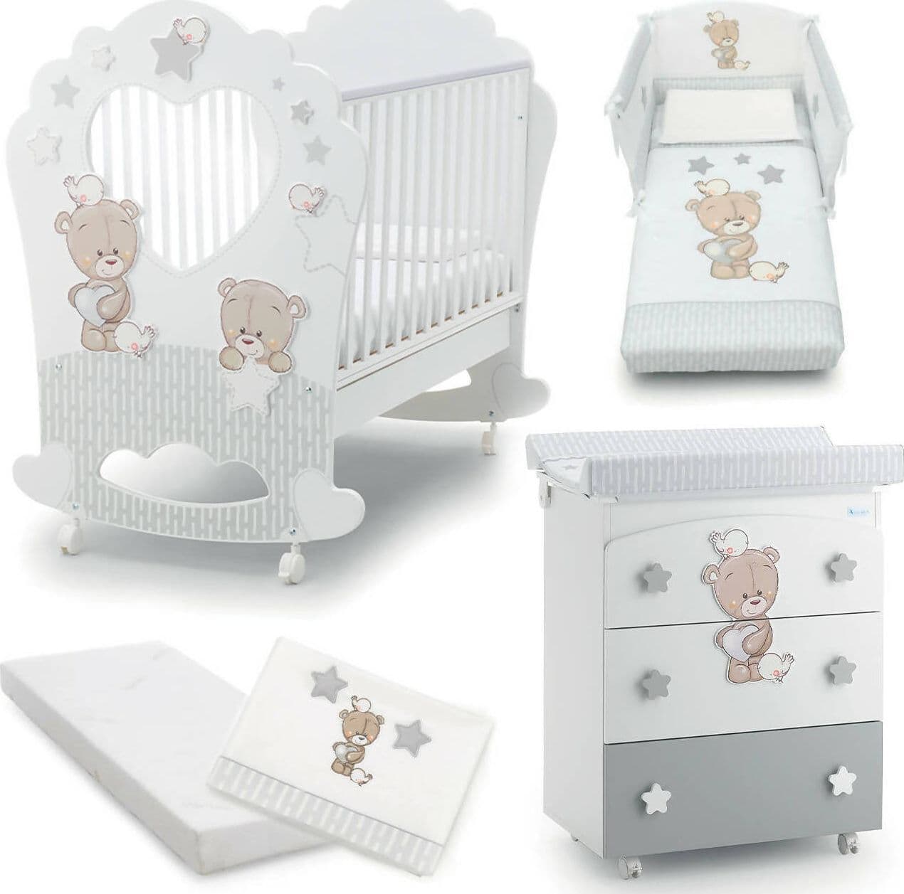Azzurra Design Love Me Con Oblò Lettino Neonati + Fasciatoio Bagnetto Vaschetta Anatomica + Completo Lettino Piumone + Lenzuolo+ Materasso In Omaggio Casa e cucina/Arredamento/Cameretta bambini/Lettini per neonati e bambini/Lettini con sbarre Mondo Bimbo - Bagnara Calabra, Commerciovirtuoso.it