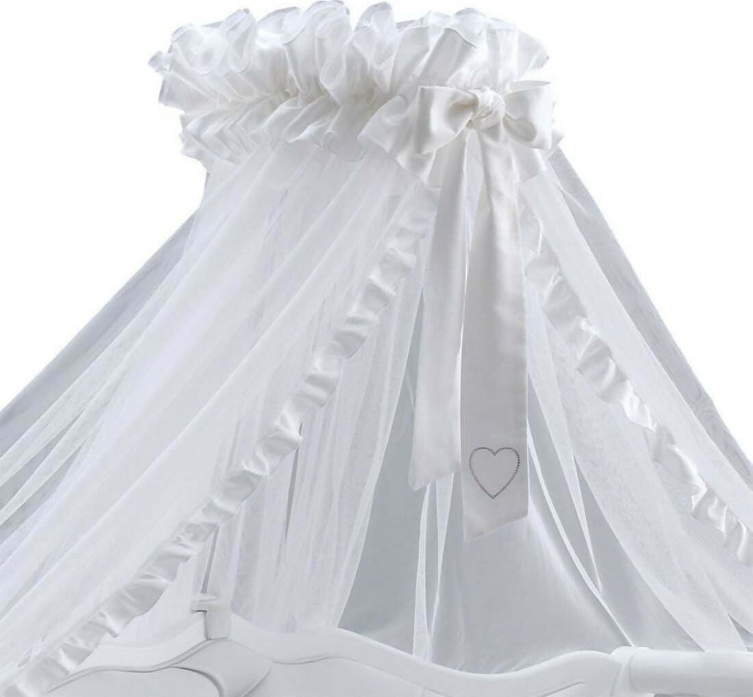 Azzurra Design Modello Soffio Velo Zanzariera Giroletto Con Asta Più Velo Compatibile Con Lettini In Legno Finiture Colore Bianco Avorio