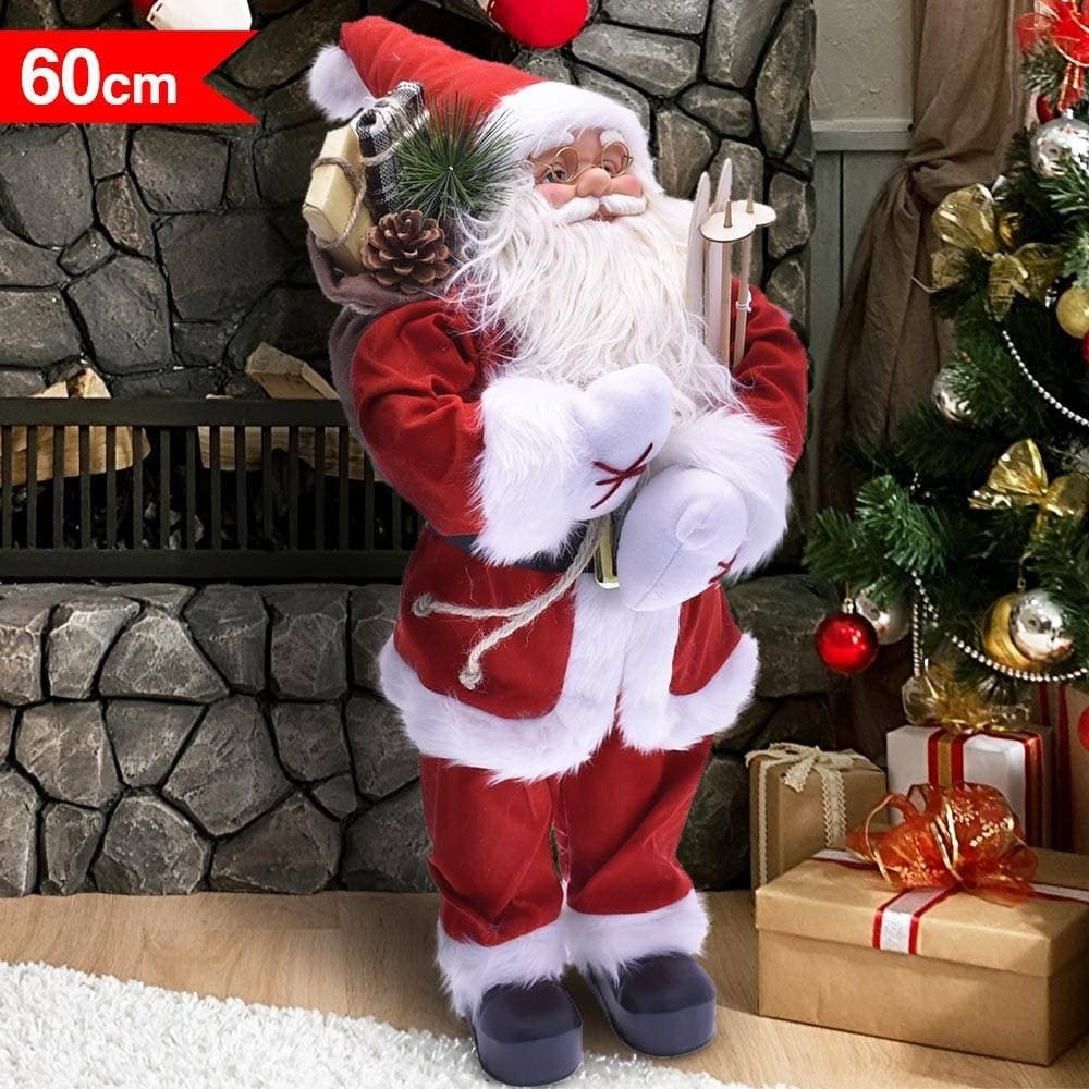 Babbo-Natale-Classico-60cm-In-Plastica-Vestiti-In-Tessuto-Decorazione-Natalizia