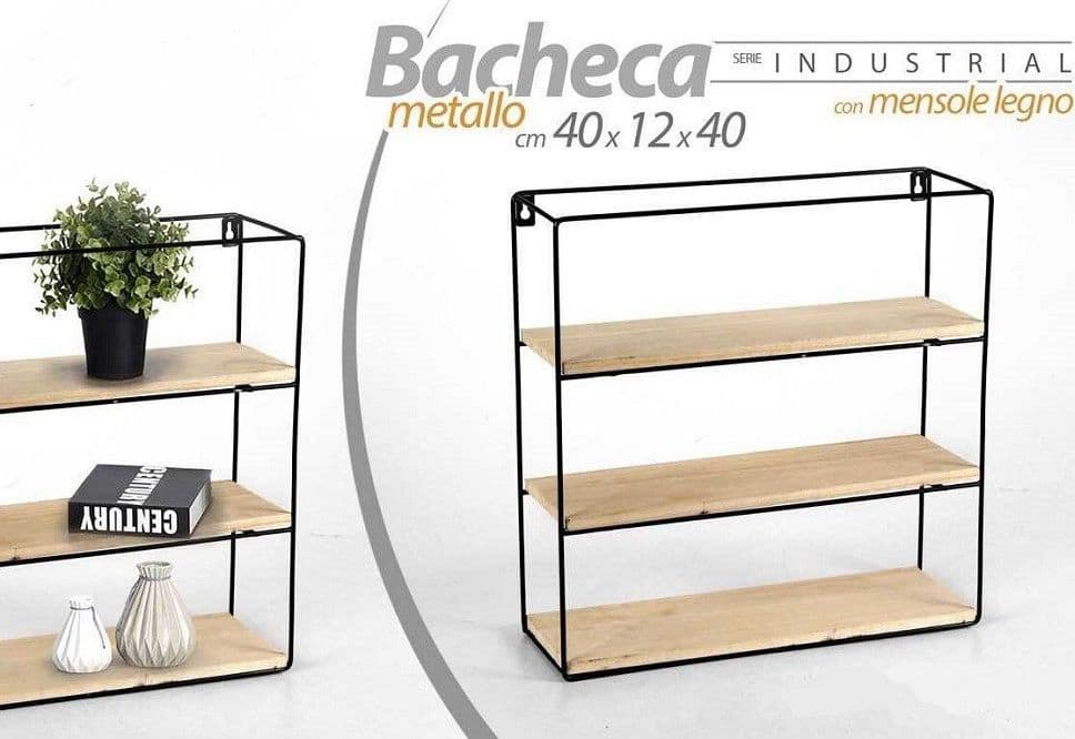 Bacheca Parete In Metallo Scaffale Mensole In Legno Libreria 40x12x40cm 773563 Casa e cucina/Organizzazione interni/Porta oggetti cassetti e scaffali/Mensole da muro Trade Shop italia - Napoli, Commerciovirtuoso.it
