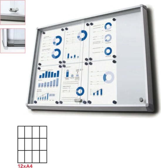 Bacheca per interni - magnetica - 12 fogli A4 - ante scorrevoli - Studio T Cancelleria e prodotti per ufficio/Archivio ufficio e accessori per scrivania/Lavagne e bacheche/Bacheche multifunzione Eurocartuccia - Pavullo, Commerciovirtuoso.it