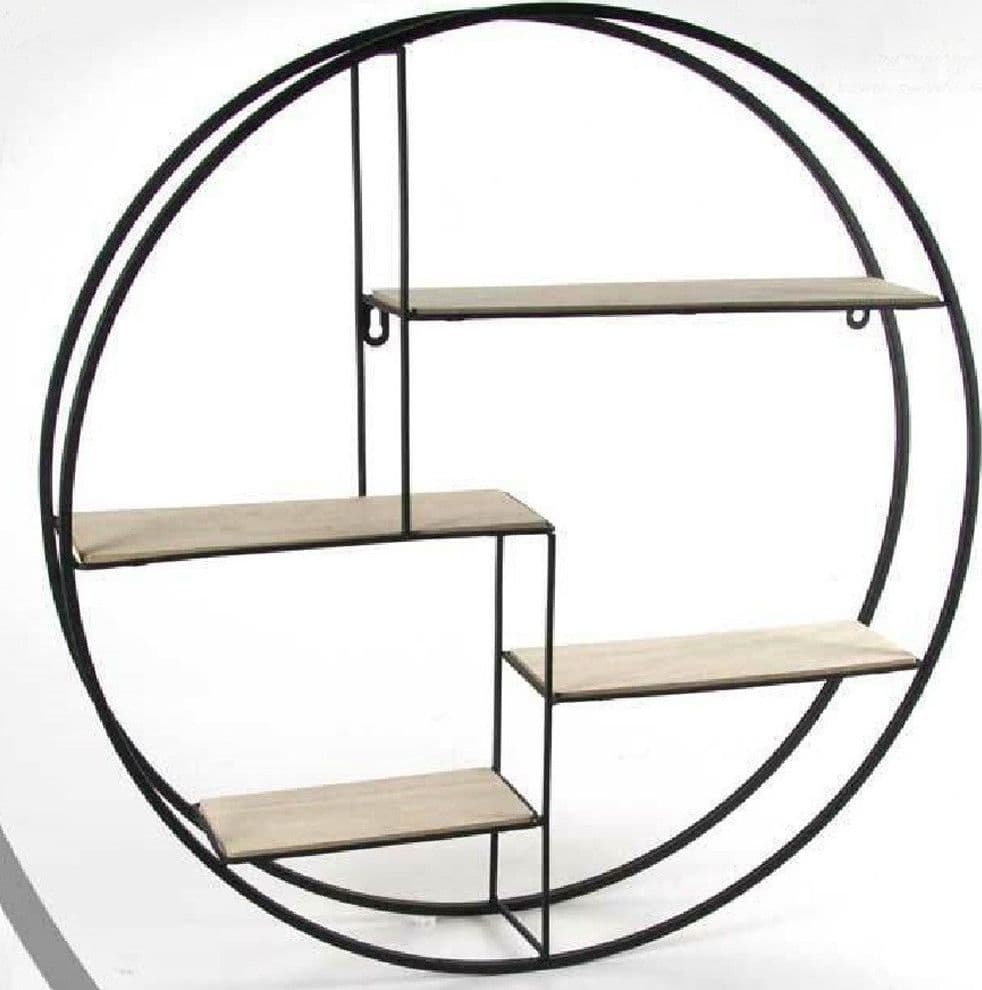 Bacheca Porta Oggetti In Metallo Tonda Parete Mensole Legno 80x13cm Nero 763601 Casa e cucina/Organizzazione interni/Porta oggetti cassetti e scaffali/Mensole da muro Trade Shop italia - Napoli, Commerciovirtuoso.it