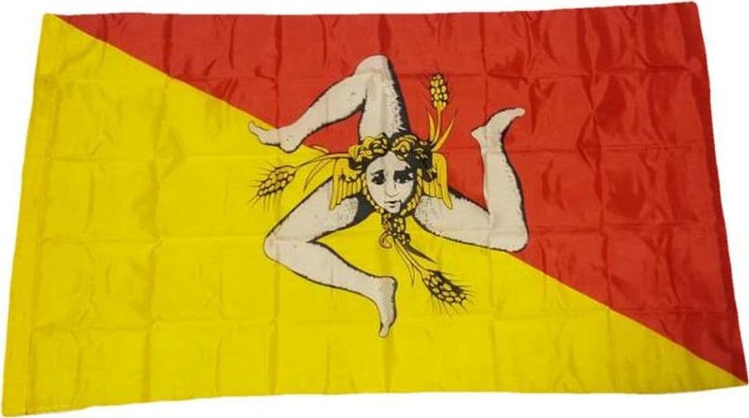Bandiera Sicilia 100 X150 Cm Bandiera Siciliana Da Appendere Uso Interno Con Simbolo Della Trinacria Sport e tempo libero/Fan Shop/Patio prato e giardino/Bandiere per esterno Il Distintivo - Pesaro, Commerciovirtuoso.it