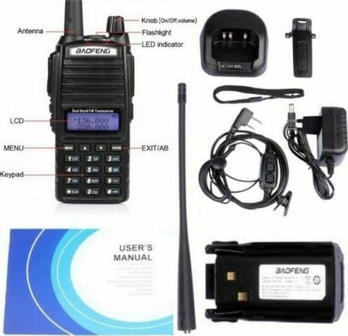 Baofeng UV-82 MICROFONO PTT Dual Band UHF VHF Radio DTMF PMR RICETRASMITTENTE