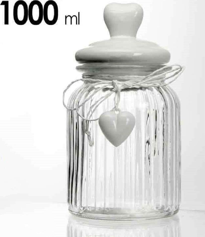 Barattolo Contenitore Con Cuore Bianco In Vetro Utilissimi 21 Cm 1000 Ml 681943 Casa e cucina/Organizzazione interni/Organizzazione bagno/Barattoli Trade Shop italia - Napoli, Commerciovirtuoso.it